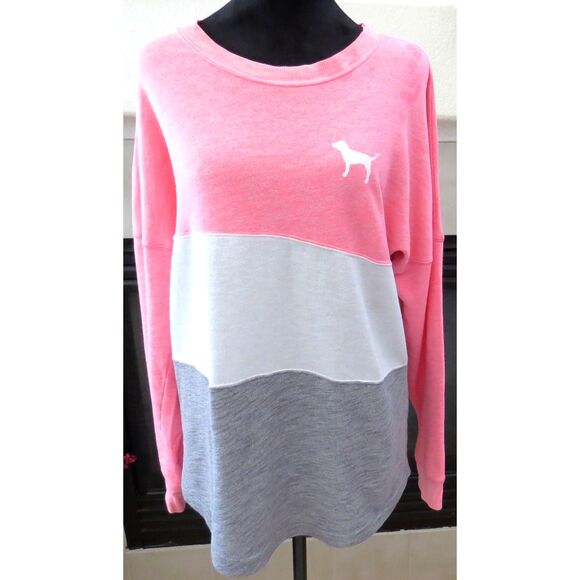 Victoria's Secret PINK Oversized Varsity Crew Fleece Small  EUC - Picture 1 of 9